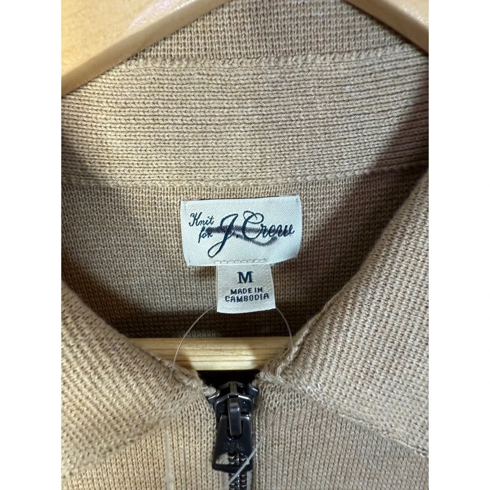 J.Crew Cotton‎ milano-stitch coach's sweater-jacket Mens Medium Heather Saddle